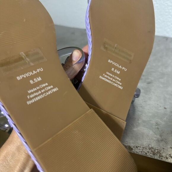 BP Slide Flat Sandals 8.5 Minimalist Trendy Vacation Clear Straps Purple Viola - Picture 6 of 7